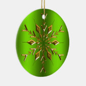 Gold Kerstster Snowflake Green Kerstmis Keramisch Ornament (Rechts)