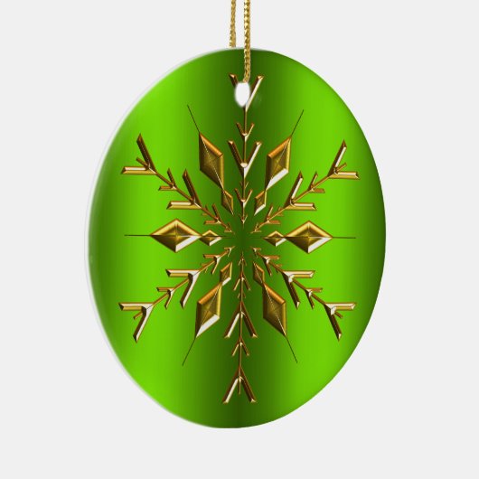 Gold Kerstster Snowflake Green Kerstmis Keramisch Ornament (Rechts)