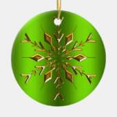 Gold Kerstster Snowflake Green Kerstmis Keramisch Ornament (Voorkant)