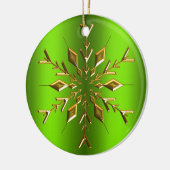 Gold Kerstster Snowflake Green Kerstmis Keramisch Ornament (Links)