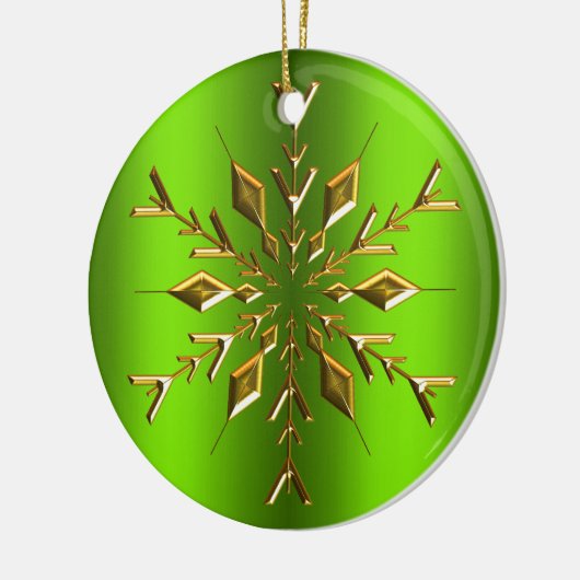 Gold Kerstster Snowflake Green Kerstmis Keramisch Ornament (Links)