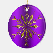 Gold Kerstster Snowflake Paarse kerstmis Keramisch Ornament (Links)