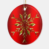 Gold Kerstster Snowflake Red Kerstmis Keramisch Ornament (Links)