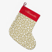 Gold Kerststerren Pattern Yellow Personated Grote Kerstsok (Voorkant (Hangend))