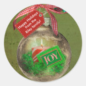 Gold kerstversiering ronde sticker (Voorkant)