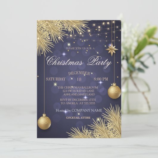 Gold kerstwinkels kerstak kaart (Staand voorkant)