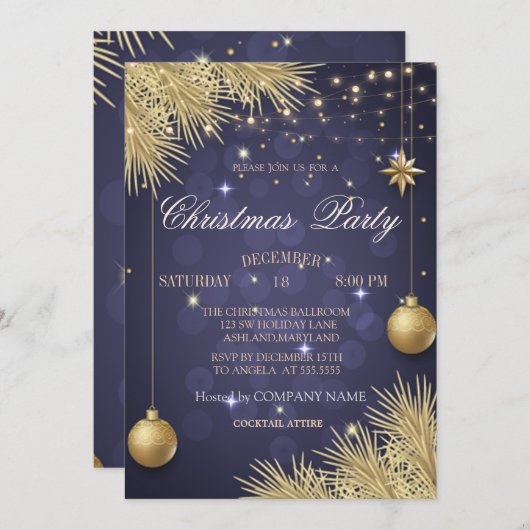 Gold kerstwinkels kerstak kaart (Voorkant / Achterkant)