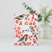 Gold Kerstwinter Vogels Holly Berries Branches Briefkaart (Staand voorkant)