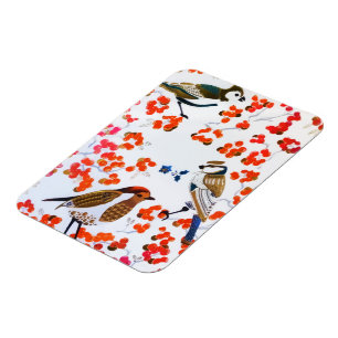 Gold Kerstwinter Vogels Holly Berries Branches Magneet