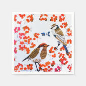 Gold Kerstwinter Vogels Holly Berries Branches Servet (Voorkant)