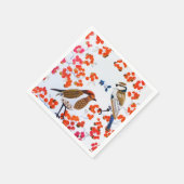 Gold Kerstwinter Vogels Holly Berries Branches Servet (Hoek)