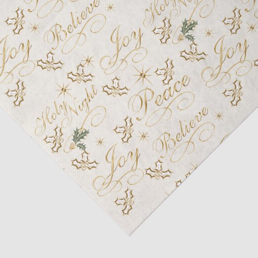 Gold Kerstwoord tekst in wit Tissuepapier (Detail)