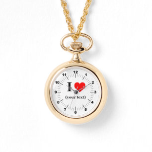 Gold Ketting Watch - Custom I Heart - Tekst toevoe