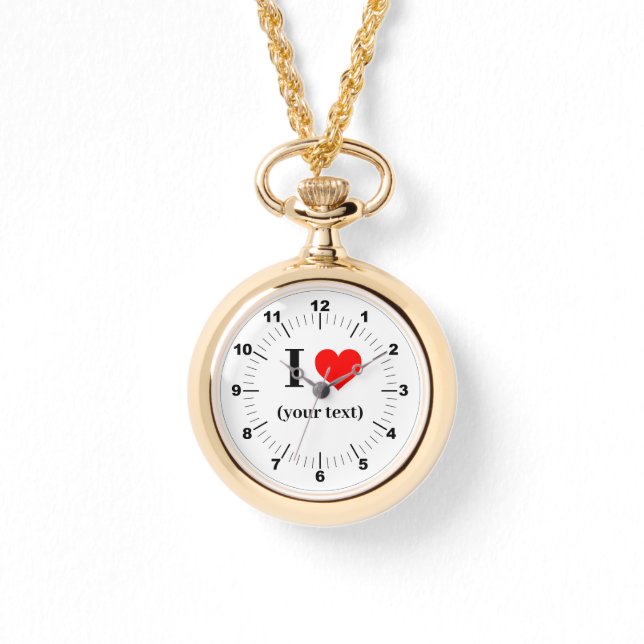Gold Ketting Watch - Custom I Heart - Tekst toevoe (Voorkant)