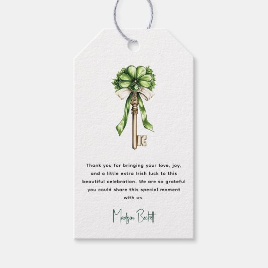Gold Key Clover Custom St. Patrick’s Day Bridal Cadeaulabel (Voorkant)