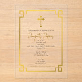 Gold Key Grieks-orthodoxe Christening Baptisme Acryl Uitnodigingen (Voorkant)