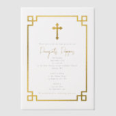 Gold Key Grieks-orthodoxe Christening Baptisme Vellum Uitnodigingen (Voorkant)