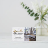 Gold Key House Logo | Leefruimte | QR-code Visitekaartje (Staand voorkant)