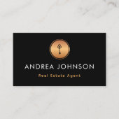 Gold Key Logo Real Estate Agent Foto Qr Code Visitekaartje (Voorkant)