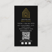 Gold Key Photo Real Estate Agent QR Code Black Visitekaartje (Achterkant)