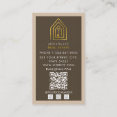 Gold Key Photo Real Estate Agent QR Code Brown Visitekaartje (Achterkant)