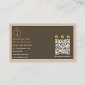 Gold Key Photo Real Estate Agent QR Code Brown Visitekaartje (Achterkant)