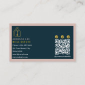 Gold Key Photo Real Estate Agent QR Code Pink Visitekaartje (Achterkant)