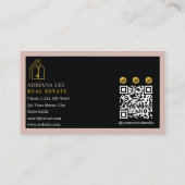 Gold Key Photo Real Estate Agent QR Code Pink Visitekaartje (Achterkant)