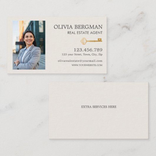 Gold Key Professioneel Onroerend Goed Verticale Fo Visitekaartje (Voorkant / Achterkant)