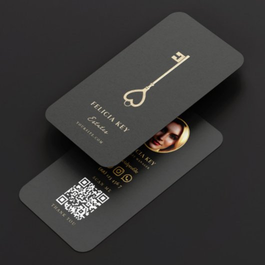 Gold Key Real Estate Agent QR Code Visitekaartje