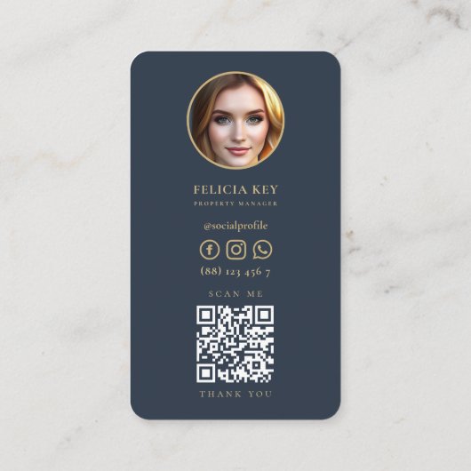Gold Key Real Estate Agent QR Code Visitekaartje (Achterkant)