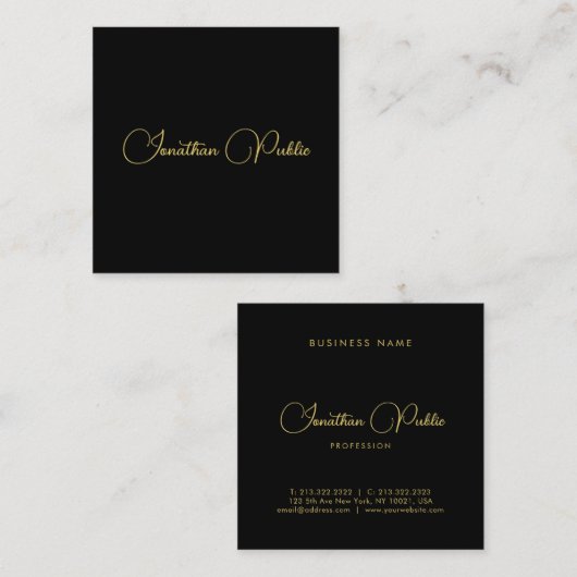 Gold Kijk Calligraded de Naam van het Manuscript E Vierkante Visitekaartje (Voorkant / Achterkant)