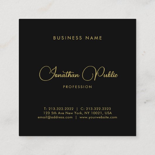 Gold Kijk Calligraded de Naam van het Manuscript E Vierkante Visitekaartje (Achterkant)