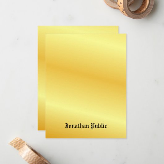 Gold Kijk Calligraphy Monogramed Custom Notitiekaartje (Voorkant / Achterkant in situ)