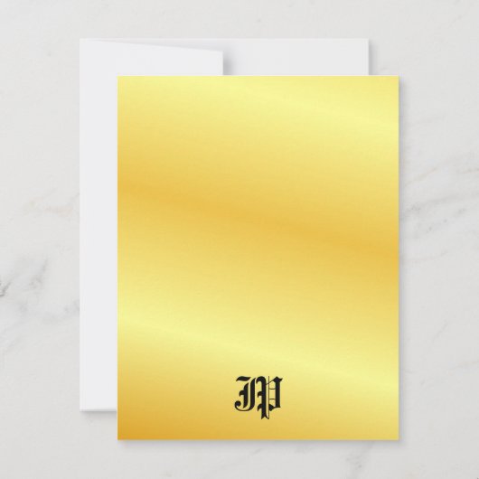 Gold Kijk Calligraphy Monogramed Custom Notitiekaartje (Achterkant)