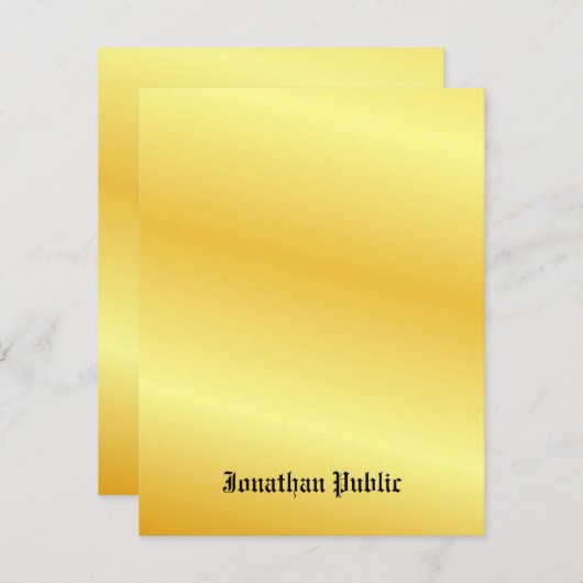 Gold Kijk Calligraphy Monogramed Custom Notitiekaartje (Voorkant / Achterkant)