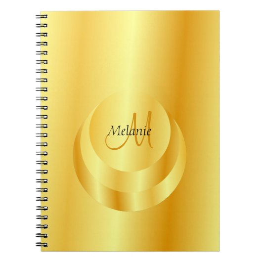 Gold Kijk Elegant Monogrammed Sjabloon Notitieboek (Voorkant)