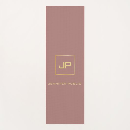 Gold Kijk Elegant Monogrammed Sjabloon Sport Yogamat (Voorkant)