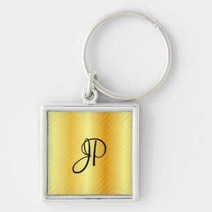 Gold Kijk Monogram Elegant Moderne Sjabloon Sleutelhanger