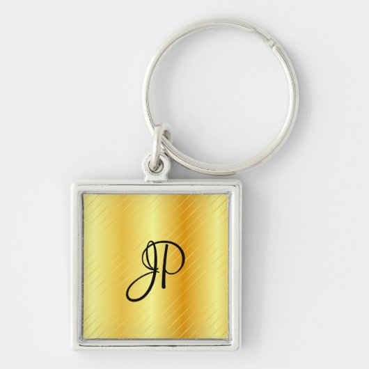 Gold Kijk Monogram Elegant Moderne Sjabloon Sleutelhanger (Voorkant)