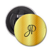 Gold Kijk Monogram Elegant Sjabloon Modern Button Flesopener (Voorkant)