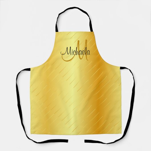 Gold Kijk Monogram Trendy Elegant Sjabloon Schort (Voorkant)
