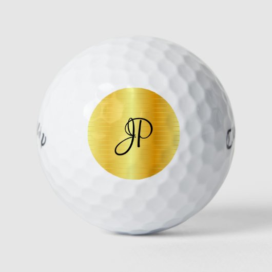 Gold Kijk Monogrammed Elegant Name Sjabloon Golfballen (Voorkant)