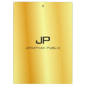 Gold Kijk Monogrammed Elegant Sjabloon Klembord (Achterkant)