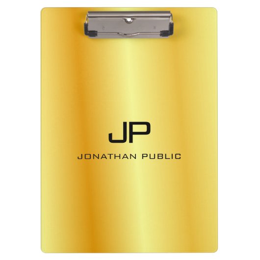 Gold Kijk Monogrammed Elegant Sjabloon Klembord (Voorkant)