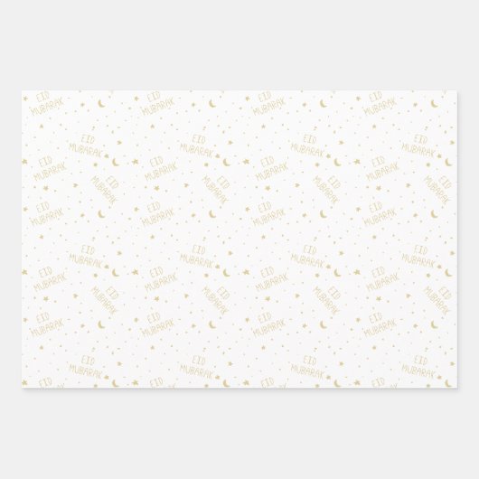 Gold Kinder Eid Mubarak Inpakpapier Vel (Voorkant)
