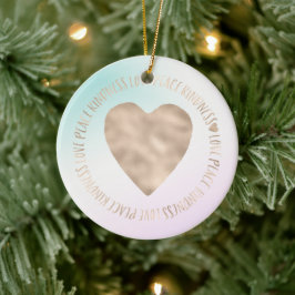 Gold Kindness Love Peace Heart Aqua Pink Tie Dye Keramisch Ornament
