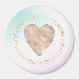 Gold Kindness Love Peace Heart Aqua Pink Tie Dye Magneet