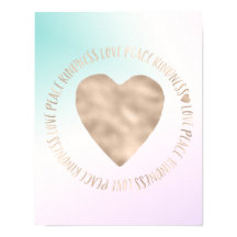 Gold Kindness Love Peace Heart Aqua Pink Tie Dye