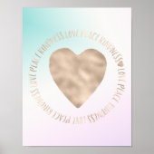 Gold Kindness Love Peace Heart Aqua Pink Tie Dye Poster (Voorkant)